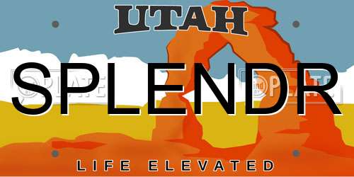 SPLENDR Utah License Plate