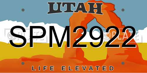 SPM2922 Utah License Plate