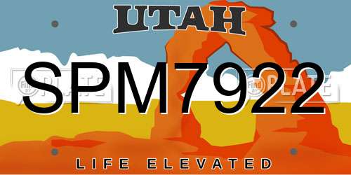 SPM7922 Utah License Plate