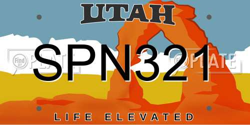 SPN321 Utah License Plate