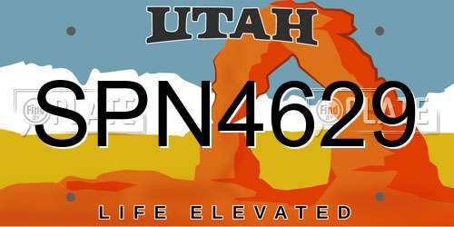 SPN4629 Utah License Plate