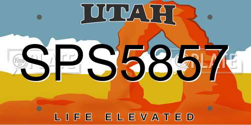 SPS5857 Utah License Plate