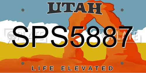SPS5887 Utah License Plate