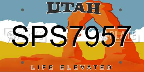 SPS7957 Utah License Plate