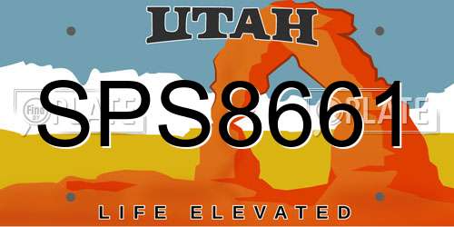 SPS8661 Utah License Plate