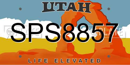 SPS8857 Utah License Plate