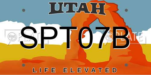 SPT07B Utah License Plate