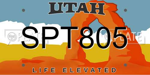 SPT805 Utah License Plate