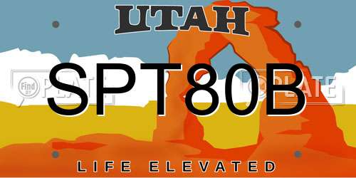 SPT80B Utah License Plate