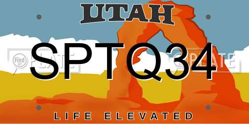 SPTQ34 Utah License Plate