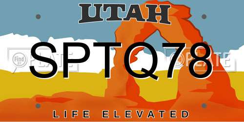 SPTQ78 Utah License Plate