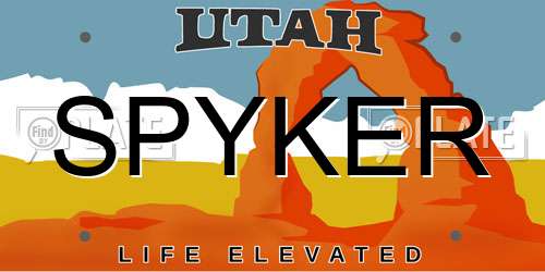 SPYKER Utah License Plate