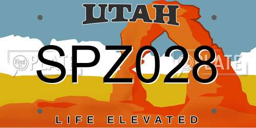 SPZ028 Utah License Plate