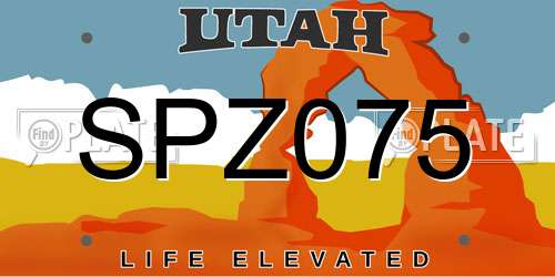 SPZ075 Utah License Plate
