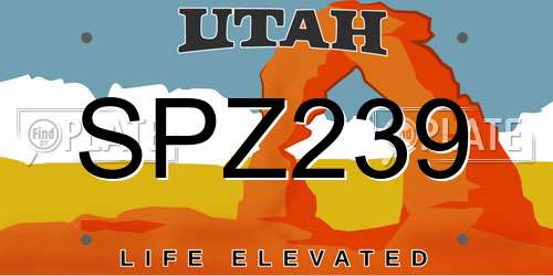 SPZ239 Utah License Plate