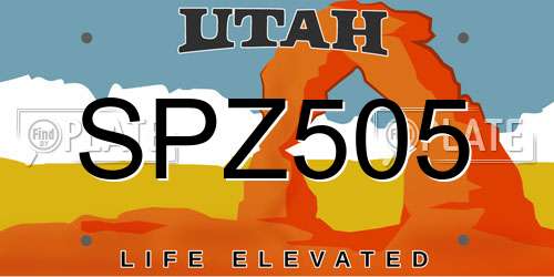 SPZ505 Utah License Plate