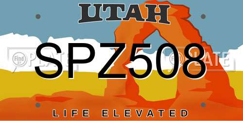 SPZ508 Utah License Plate