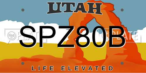 SPZ80B Utah License Plate