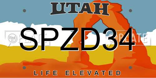 SPZD34 Utah License Plate