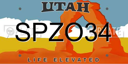 SPZO34 Utah License Plate