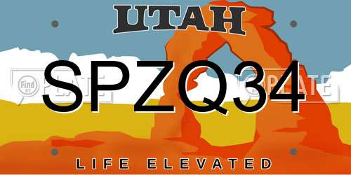 SPZQ34 Utah License Plate