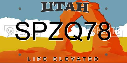 SPZQ78 Utah License Plate