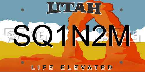SQ1N2M Utah License Plate