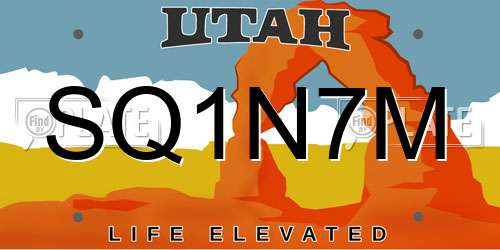 SQ1N7M Utah License Plate
