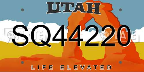 SQ44220 Utah License Plate