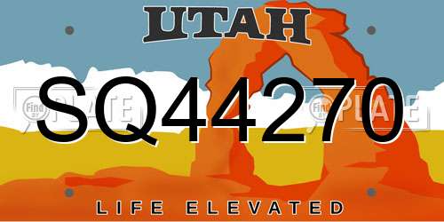 SQ44270 Utah License Plate
