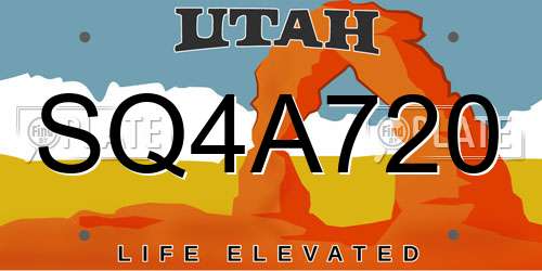 SQ4A720 Utah License Plate