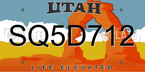 SQ5D712 Utah License Plate