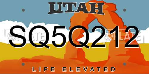 SQ5Q212 Utah License Plate