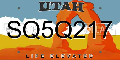 SQ5Q217 Utah License Plate
