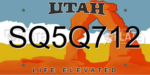 SQ5Q712 Utah License Plate