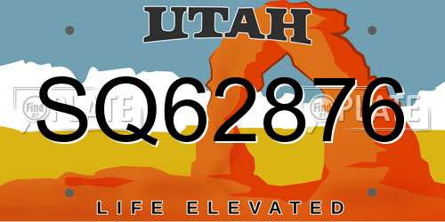 SQ62876 Utah License Plate