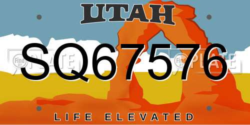 SQ67576 Utah License Plate