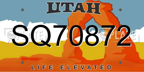 SQ70872 Utah License Plate
