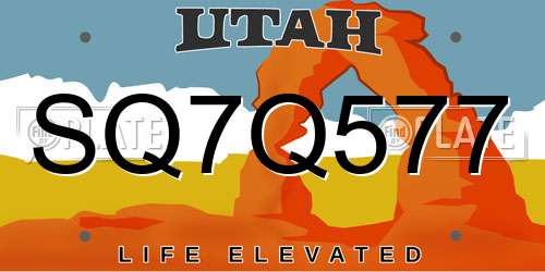 SQ7Q577 Utah License Plate