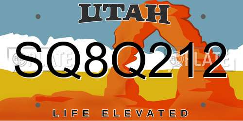 SQ8Q212 Utah License Plate