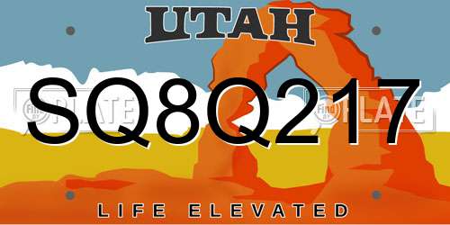 SQ8Q217 Utah License Plate