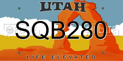SQB280 Utah License Plate