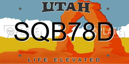 SQB78D Utah License Plate