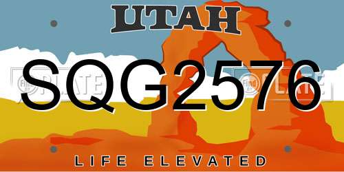 SQG2576 Utah License Plate