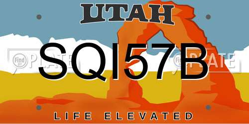SQI57B Utah License Plate