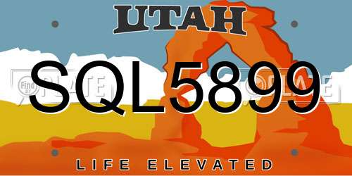SQL5899 Utah License Plate