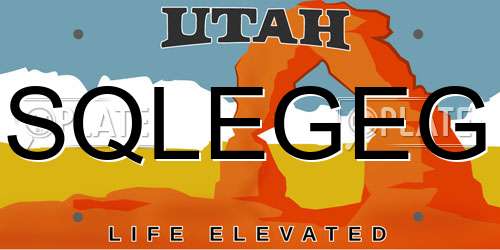 SQLEGEG Utah License Plate