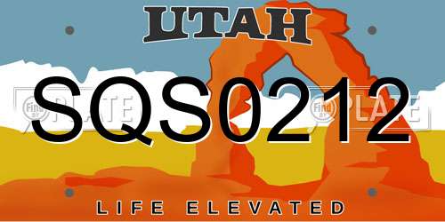 SQS0212 Utah License Plate