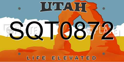SQT0872 Utah License Plate
