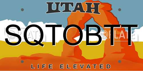 SQTOBTT Utah License Plate